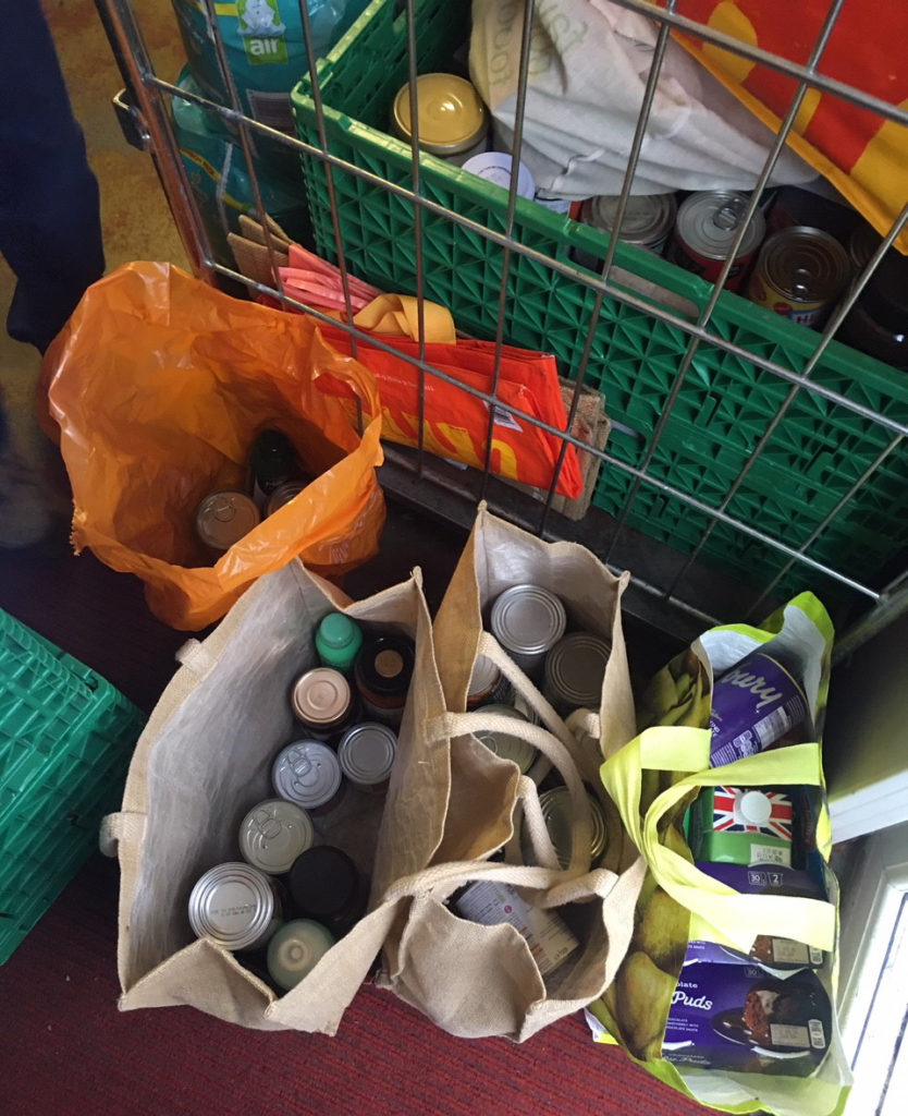 food collected for the food bank